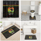 Penrith Panthers Rugby Custom Bathroom Set 60 Years Anniversary Black Polynesian Aboriginal Art