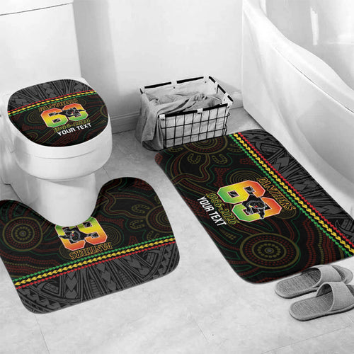 Penrith Panthers Rugby Custom Bathroom Set 60 Years Anniversary Black Polynesian Aboriginal Art