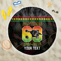 Penrith Panthers Rugby Custom Beach Blanket 60 Years Anniversary Black Polynesian Aboriginal Art