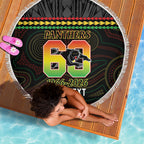 Penrith Panthers Rugby Custom Beach Blanket 60 Years Anniversary Black Polynesian Aboriginal Art