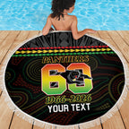 Penrith Panthers Rugby Custom Beach Blanket 60 Years Anniversary Black Polynesian Aboriginal Art