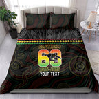 Penrith Panthers Rugby Custom Bedding Set 60 Years Anniversary Black Polynesian Aboriginal Art