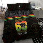 Penrith Panthers Rugby Custom Bedding Set 60 Years Anniversary Black Polynesian Aboriginal Art