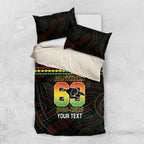 Penrith Panthers Rugby Custom Bedding Set 60 Years Anniversary Black Polynesian Aboriginal Art
