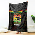 Penrith Panthers Rugby Custom Blanket 60 Years Anniversary Black Polynesian Aboriginal Art