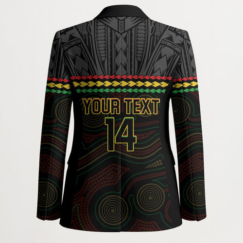 Penrith Panthers Rugby Custom Blazer 60 Years Anniversary Black Polynesian Aboriginal Art