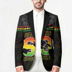 Penrith Panthers Rugby Custom Blazer 60 Years Anniversary Black Polynesian Aboriginal Art