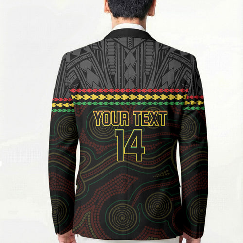 Penrith Panthers Rugby Custom Blazer 60 Years Anniversary Black Polynesian Aboriginal Art