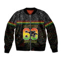 Penrith Panthers Rugby Custom Bomber Jacket 60 Years Anniversary Black Polynesian Aboriginal Art
