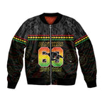 Penrith Panthers Rugby Custom Bomber Jacket 60 Years Anniversary Black Polynesian Aboriginal Art