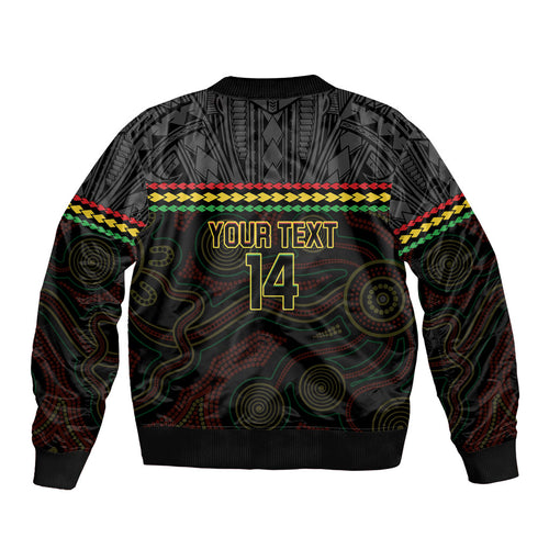 Penrith Panthers Rugby Custom Bomber Jacket 60 Years Anniversary Black Polynesian Aboriginal Art