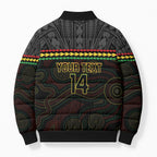 Penrith Panthers Rugby Custom Bomber Puffer Jacket 60 Years Anniversary Black Polynesian Aboriginal Art
