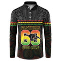Penrith Panthers Rugby Custom Button Sweatshirt 60 Years Anniversary Black Polynesian Aboriginal Art