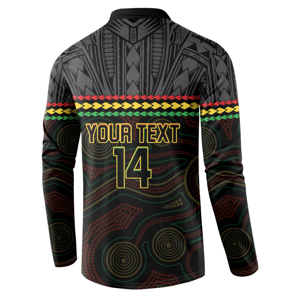 Penrith Panthers Rugby Custom Button Sweatshirt 60 Years Anniversary Black Polynesian Aboriginal Art