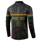 Penrith Panthers Rugby Custom Button Sweatshirt 60 Years Anniversary Black Polynesian Aboriginal Art