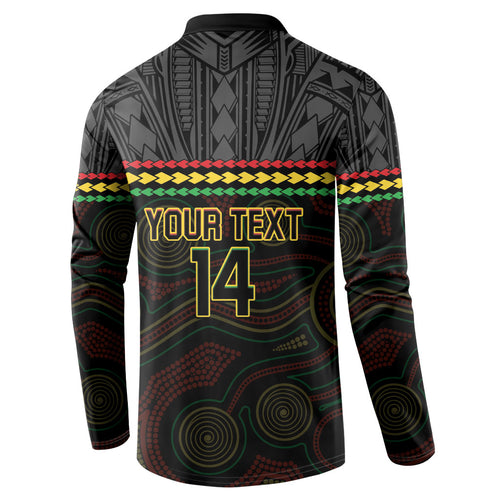 Penrith Panthers Rugby Custom Button Sweatshirt 60 Years Anniversary Black Polynesian Aboriginal Art
