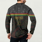 Penrith Panthers Rugby Custom Button Sweatshirt 60 Years Anniversary Black Polynesian Aboriginal Art