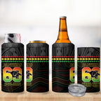 Penrith Panthers Rugby Custom 4 in 1 Can Cooler Tumbler 60 Years Anniversary Black Polynesian Aboriginal Art