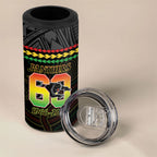 Penrith Panthers Rugby Custom 4 in 1 Can Cooler Tumbler 60 Years Anniversary Black Polynesian Aboriginal Art