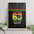 Penrith Panthers Rugby Custom Canvas Wall Art 60 Years Anniversary Black Polynesian Aboriginal Art