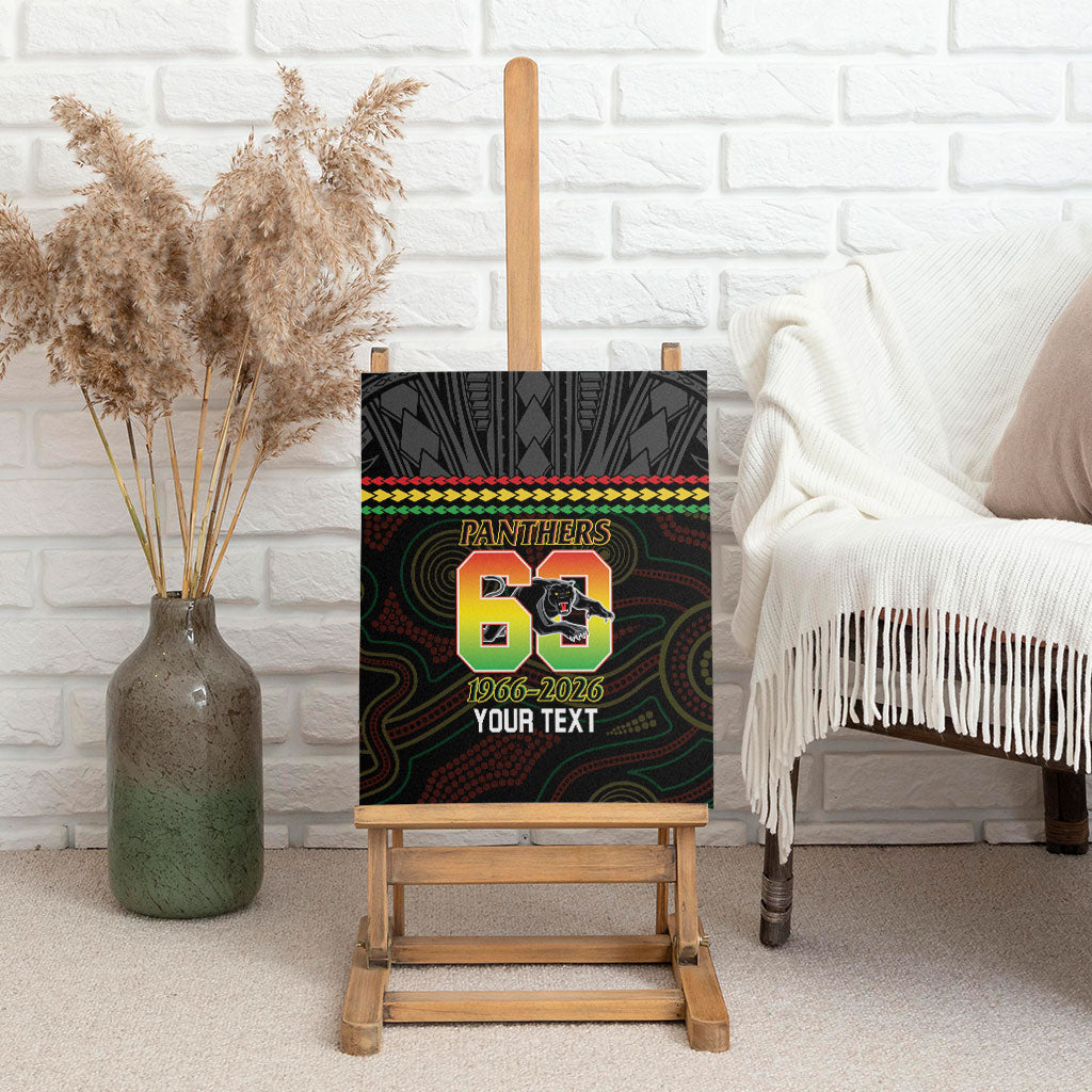 Penrith Panthers Rugby Custom Canvas Wall Art 60 Years Anniversary Black Polynesian Aboriginal Art