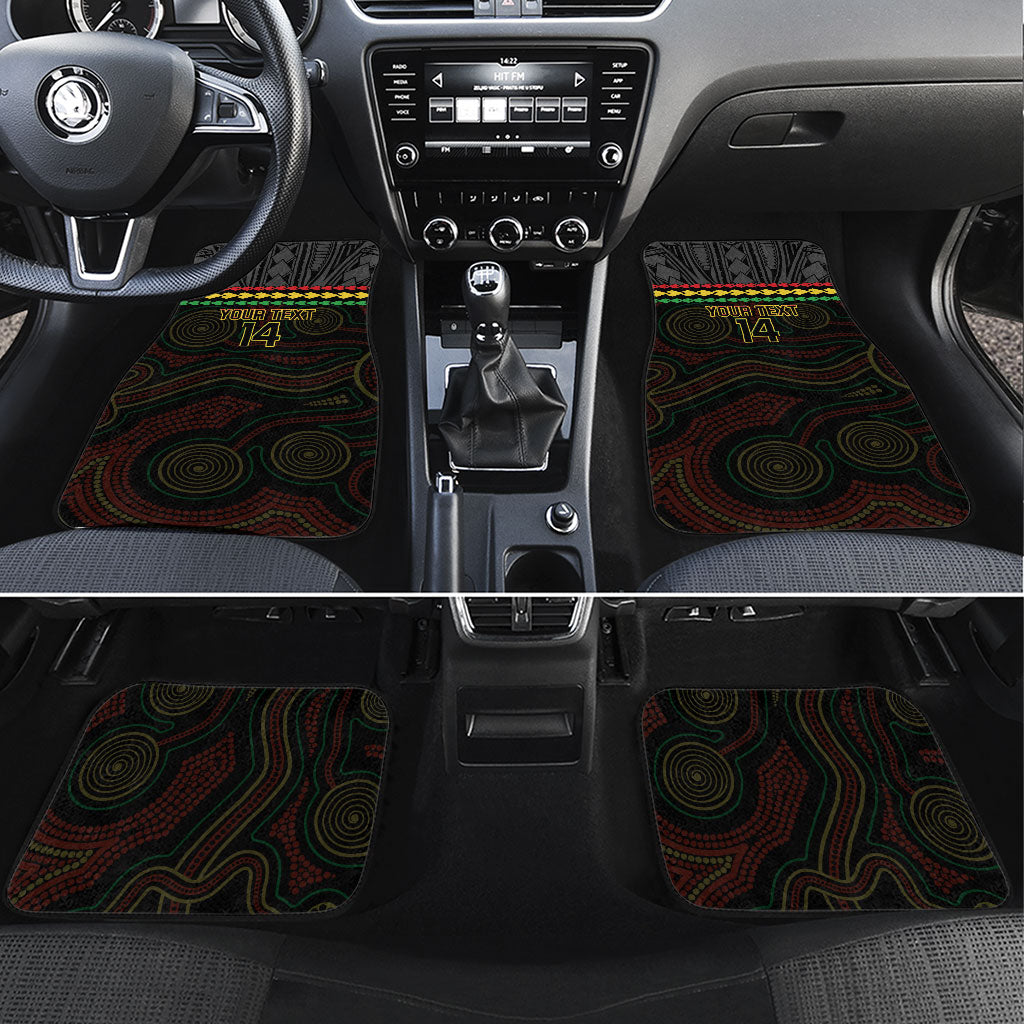 Penrith Panthers Rugby Custom Car Mats 60 Years Anniversary Black Polynesian Aboriginal Art