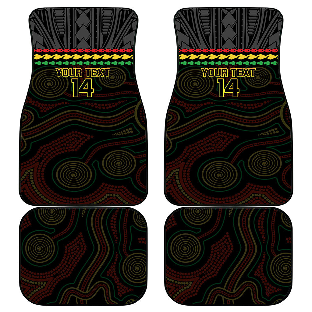 Penrith Panthers Rugby Custom Car Mats 60 Years Anniversary Black Polynesian Aboriginal Art