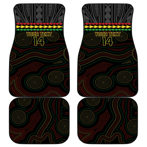 Penrith Panthers Rugby Custom Car Mats 60 Years Anniversary Black Polynesian Aboriginal Art