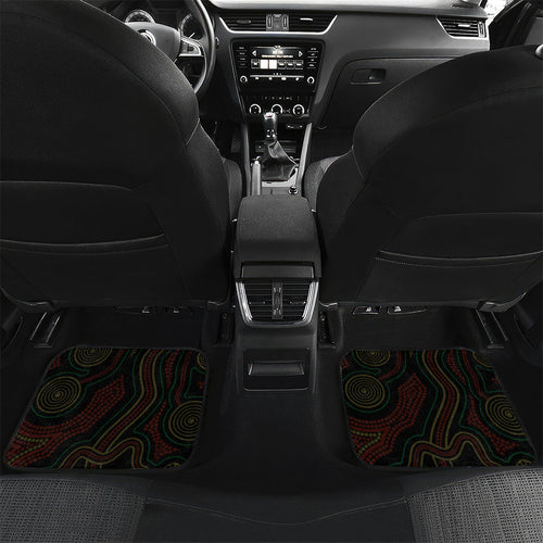 Penrith Panthers Rugby Custom Car Mats 60 Years Anniversary Black Polynesian Aboriginal Art