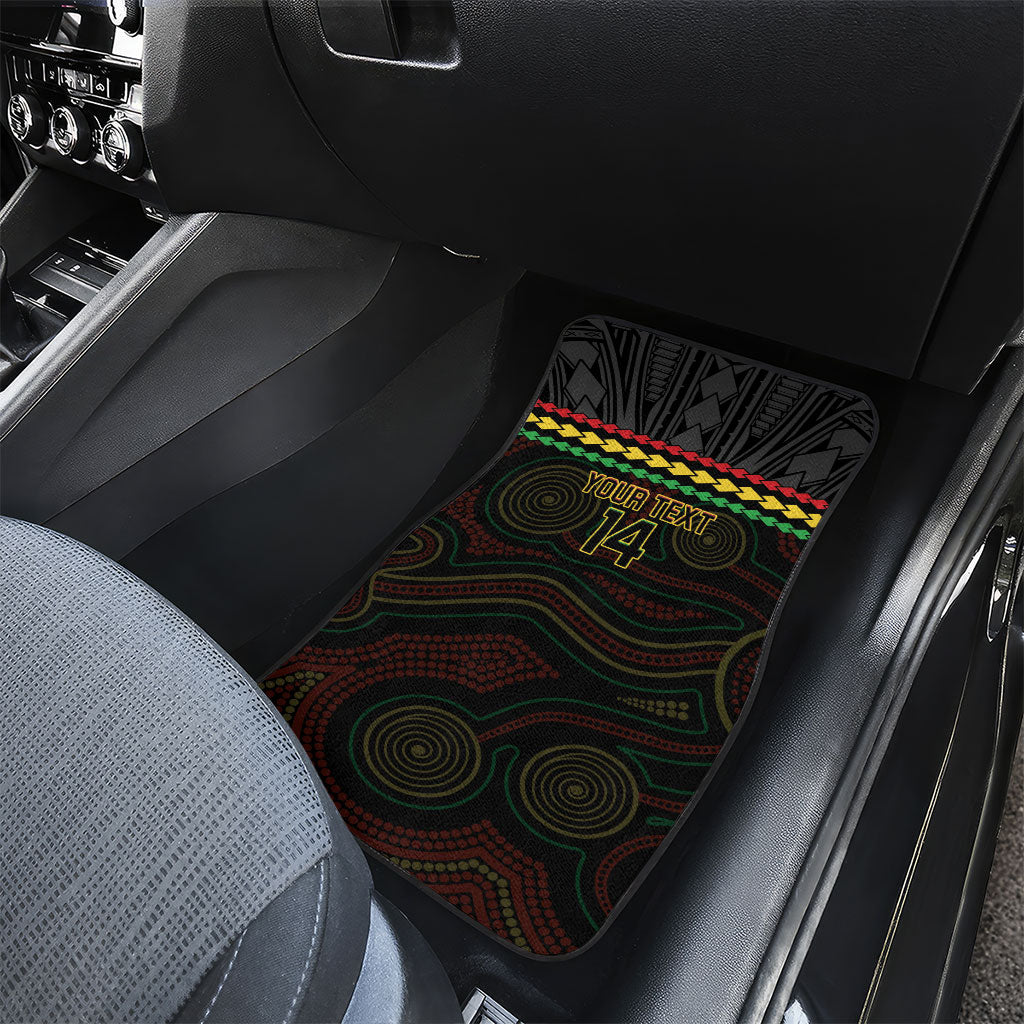 Penrith Panthers Rugby Custom Car Mats 60 Years Anniversary Black Polynesian Aboriginal Art