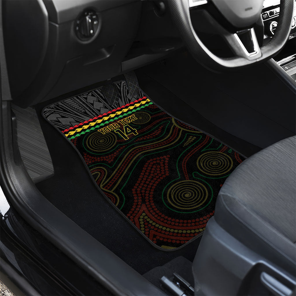 Penrith Panthers Rugby Custom Car Mats 60 Years Anniversary Black Polynesian Aboriginal Art
