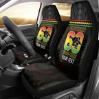 Penrith Panthers Rugby Custom Car Seat Cover 60 Years Anniversary Black Polynesian Aboriginal Art