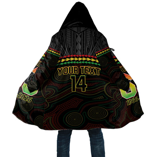 Penrith Panthers Rugby Custom Cloak 60 Years Anniversary Black Polynesian Aboriginal Art