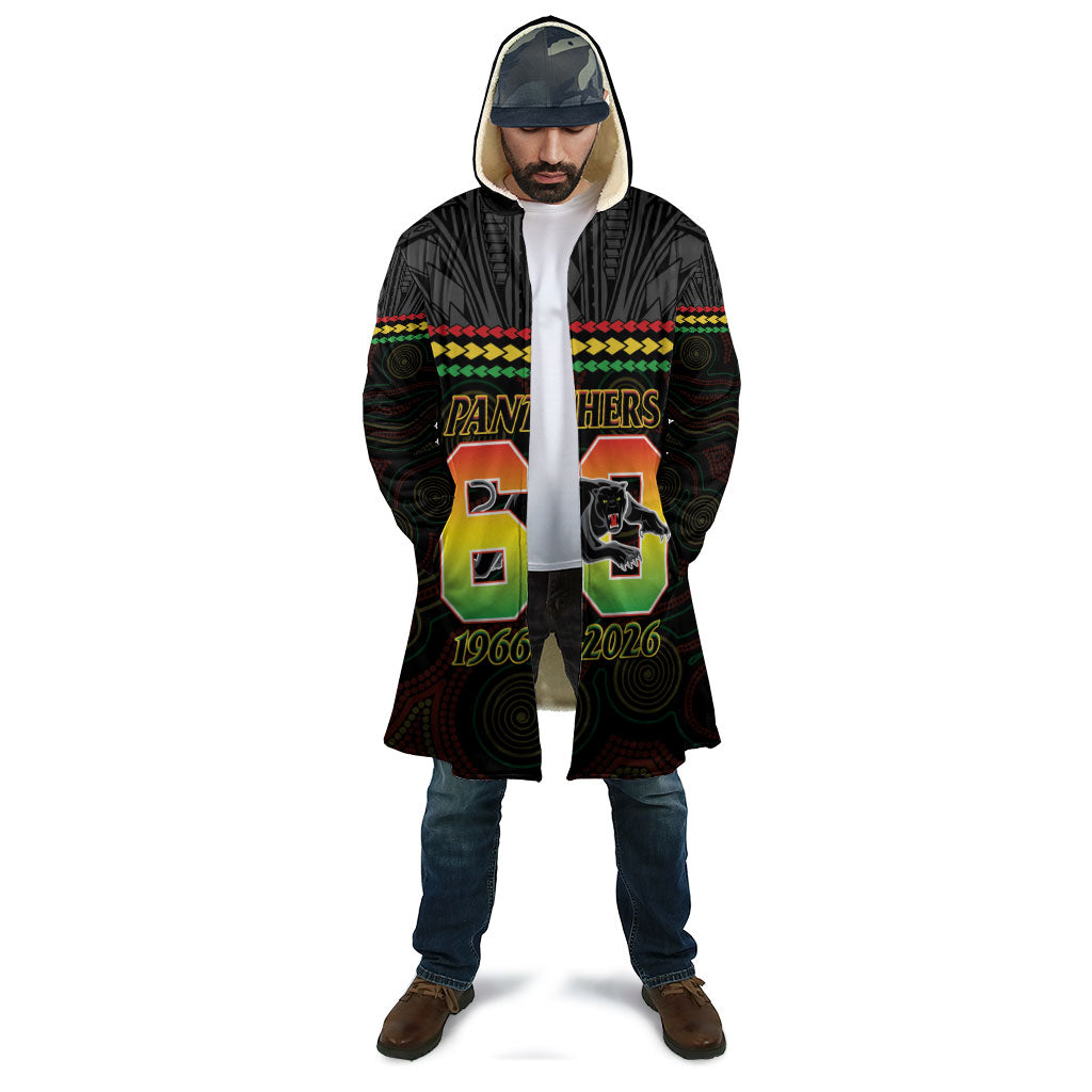 Penrith Panthers Rugby Custom Cloak 60 Years Anniversary Black Polynesian Aboriginal Art