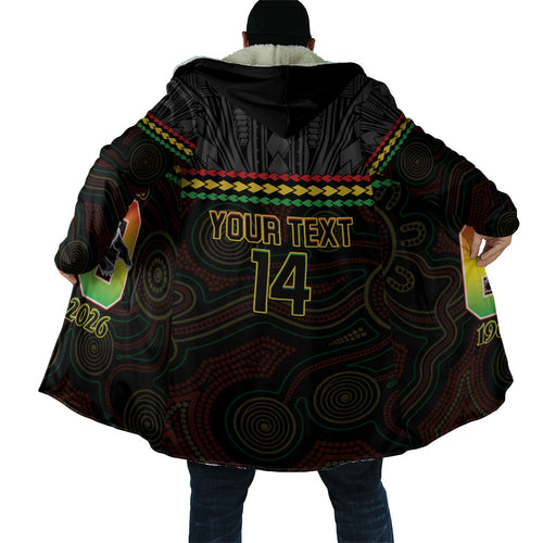 Penrith Panthers Rugby Custom Cloak 60 Years Anniversary Black Polynesian Aboriginal Art