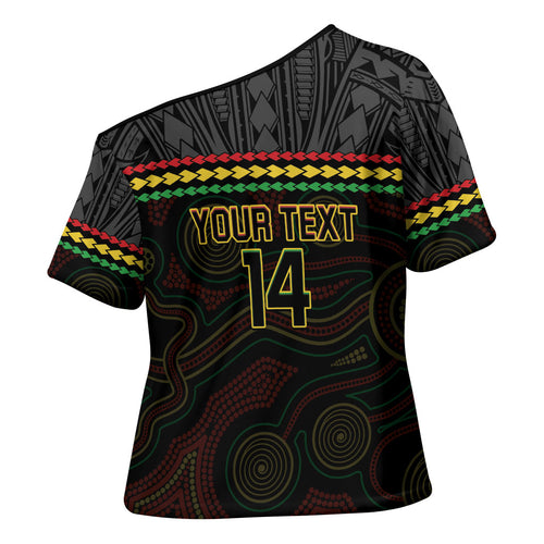 Penrith Panthers Rugby Custom Cross Shoulder Shirt 60 Years Anniversary Black Polynesian Aboriginal Art