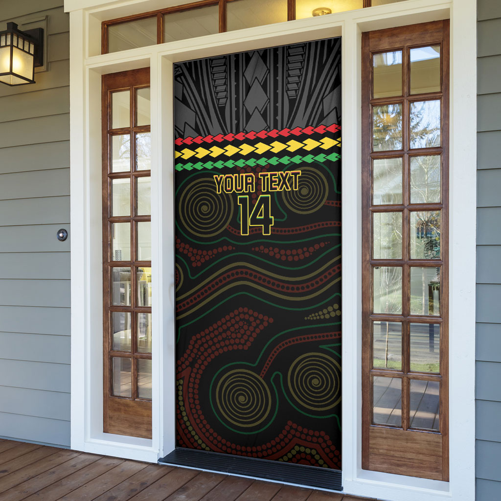 Penrith Panthers Rugby Custom Door Cover 60 Years Anniversary Black Polynesian Aboriginal Art