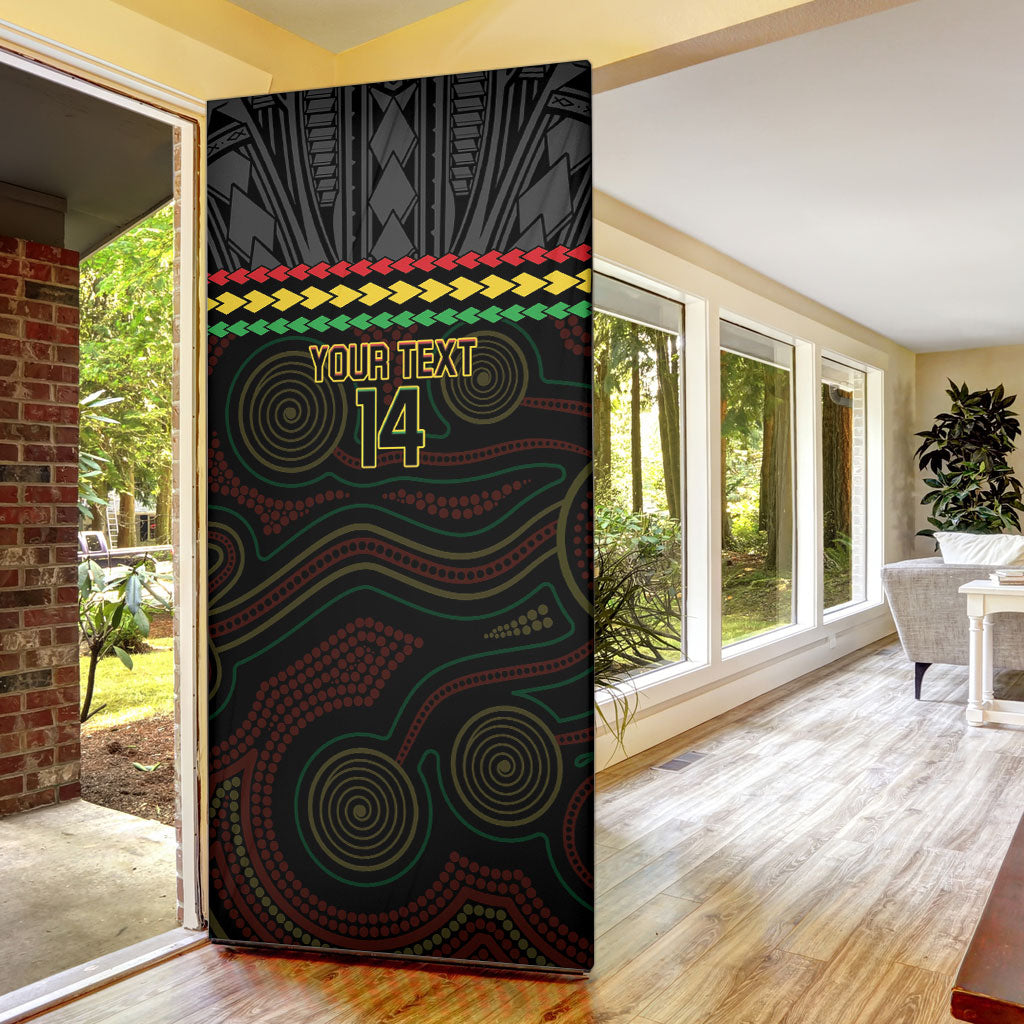 Penrith Panthers Rugby Custom Door Cover 60 Years Anniversary Black Polynesian Aboriginal Art