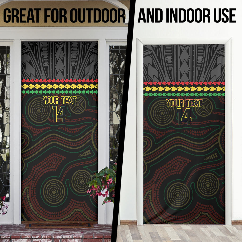 Penrith Panthers Rugby Custom Door Cover 60 Years Anniversary Black Polynesian Aboriginal Art