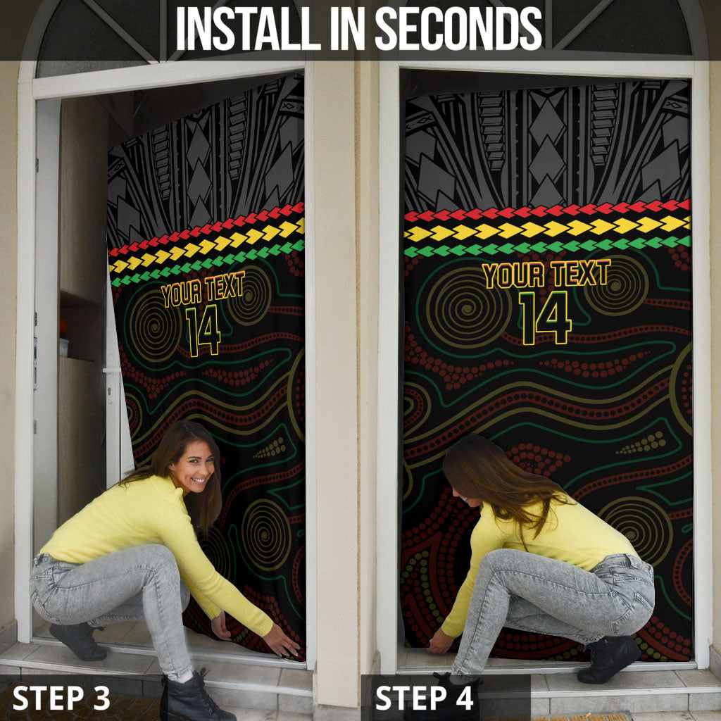 Penrith Panthers Rugby Custom Door Cover 60 Years Anniversary Black Polynesian Aboriginal Art
