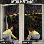 Penrith Panthers Rugby Custom Door Cover 60 Years Anniversary Black Polynesian Aboriginal Art