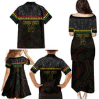 Penrith Panthers Rugby Custom Family Matching Puletasi and Hawaiian Shirt 60 Years Anniversary Black Polynesian Aboriginal Art