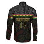 Penrith Panthers Rugby Custom Family Matching Short Sleeve Bodycon Dress and Hawaiian Shirt 60 Years Anniversary Black Polynesian Aboriginal Art
