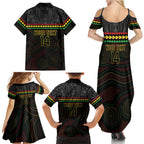 Penrith Panthers Rugby Custom Family Matching Summer Maxi Dress and Hawaiian Shirt 60 Years Anniversary Black Polynesian Aboriginal Art