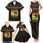 Penrith Panthers Rugby Custom Family Matching Tank Maxi Dress and Hawaiian Shirt 60 Years Anniversary Black Polynesian Aboriginal Art