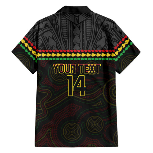 Penrith Panthers Rugby Custom Family Matching Tank Maxi Dress and Hawaiian Shirt 60 Years Anniversary Black Polynesian Aboriginal Art