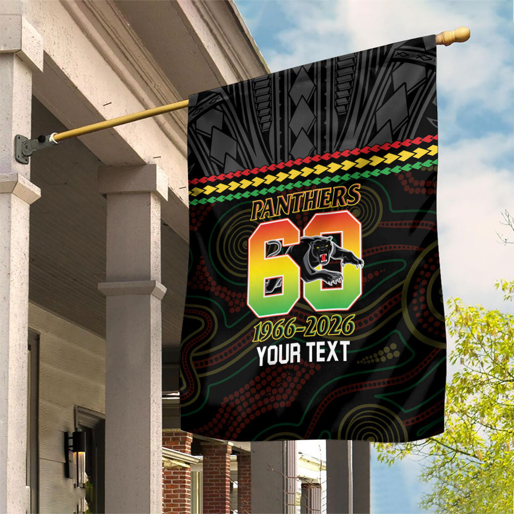 Penrith Panthers Rugby Custom Garden Flag 60 Years Anniversary Black Polynesian Aboriginal Art