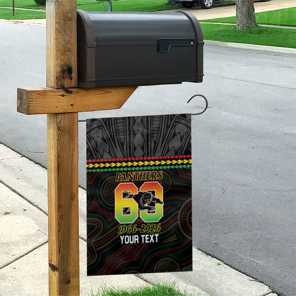 Penrith Panthers Rugby Custom Garden Flag 60 Years Anniversary Black Polynesian Aboriginal Art