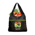 Penrith Panthers Rugby Custom Grocery Bag 60 Years Anniversary Black Polynesian Aboriginal Art