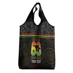 Penrith Panthers Rugby Custom Grocery Bag 60 Years Anniversary Black Polynesian Aboriginal Art